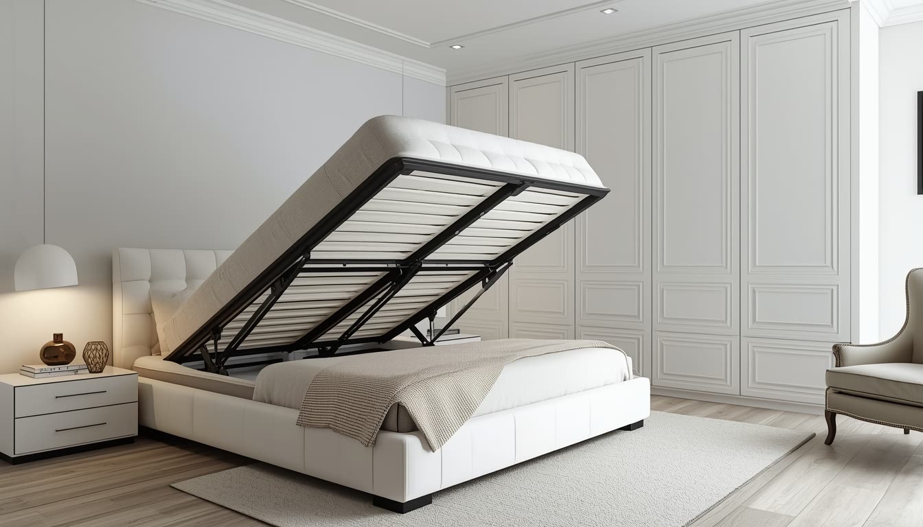 Белая спальня с белым шкафом и кроватью